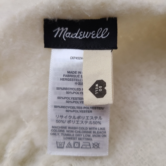 Madewell cream & brown brush fringed chunky boho oversized blanket scarf - Picture 3 of 5